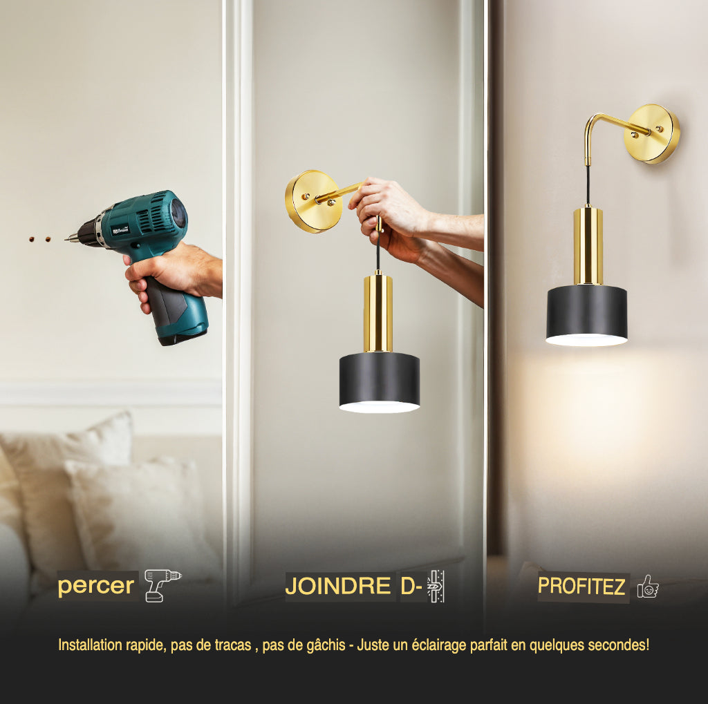 APPLIQUES MURALES SANS FIL GLOWDROP (ENSEMBLE DE 2 + 2 AMPOULES GRATUITES)