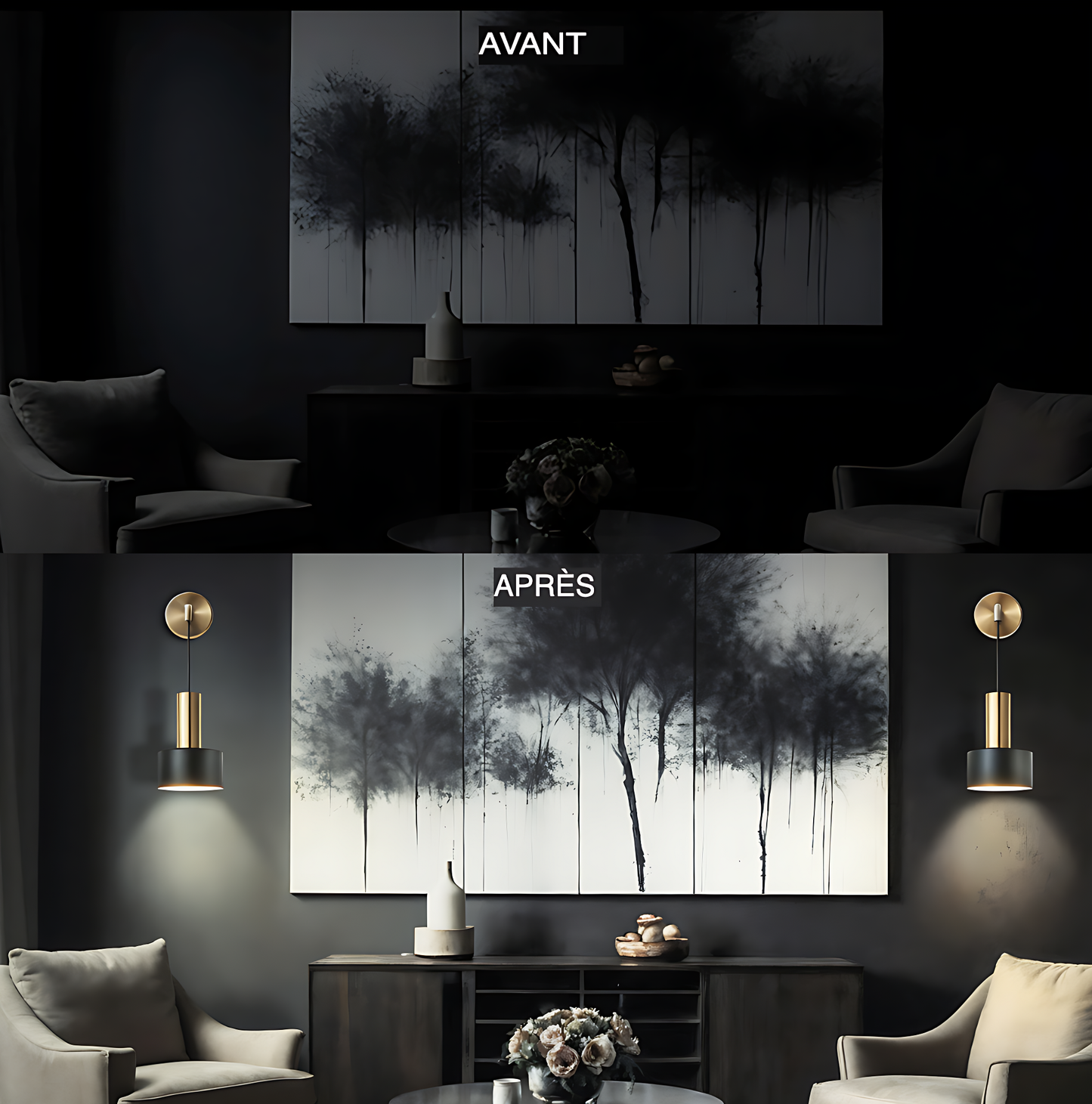 APPLIQUES MURALES SANS FIL GLOWDROP (ENSEMBLE DE 2 + 2 AMPOULES GRATUITES)