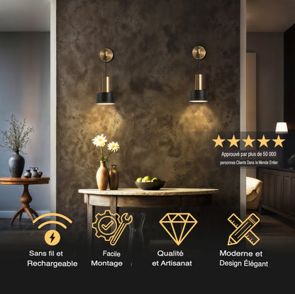 APPLIQUES MURALES SANS FIL GLOWDROP (ENSEMBLE DE 2 + 2 AMPOULES GRATUITES)